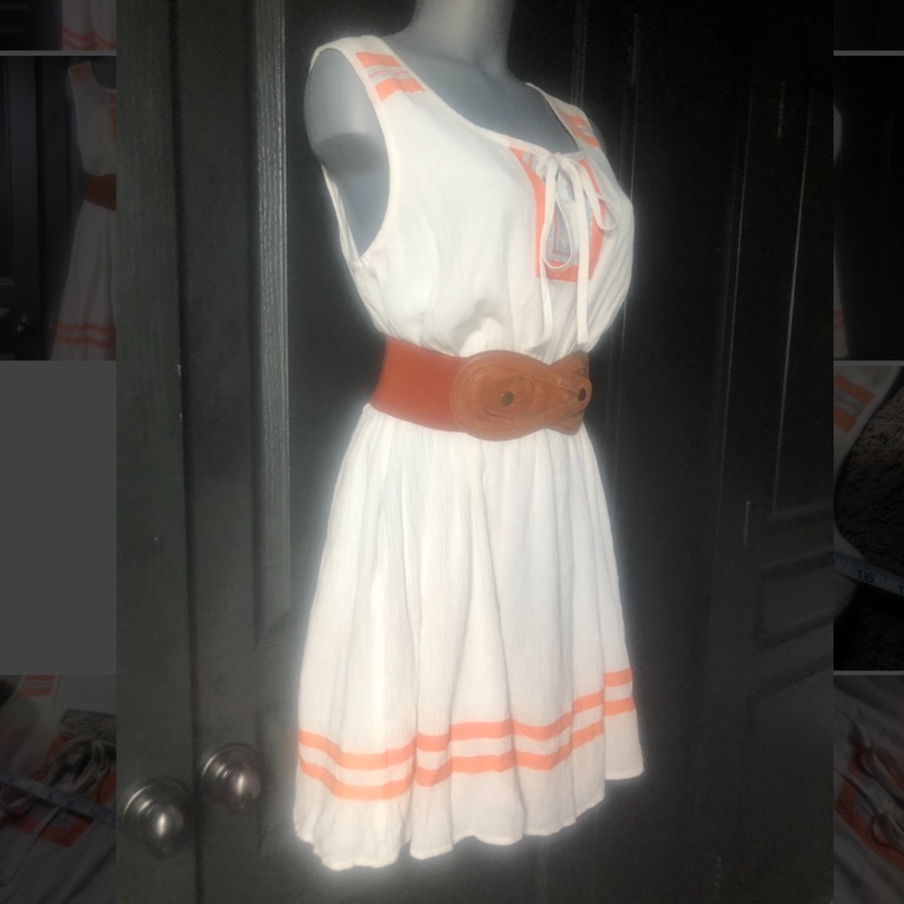 Keyhole Embroidered off White Dress